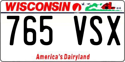 WI license plate 765VSX