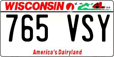 WI license plate 765VSY