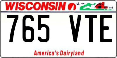WI license plate 765VTE