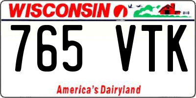WI license plate 765VTK