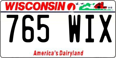 WI license plate 765WIX