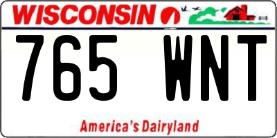 WI license plate 765WNT
