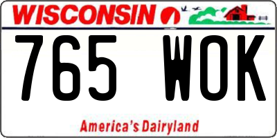 WI license plate 765WOK