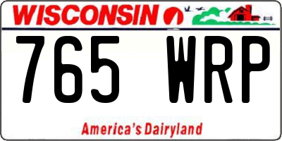 WI license plate 765WRP