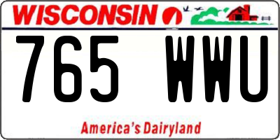 WI license plate 765WWU