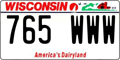 WI license plate 765WWW