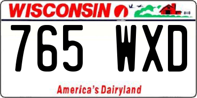 WI license plate 765WXD