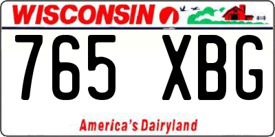 WI license plate 765XBG