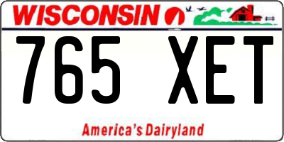 WI license plate 765XET