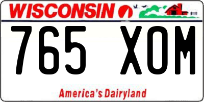 WI license plate 765XOM