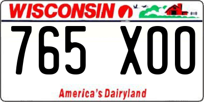 WI license plate 765XOO