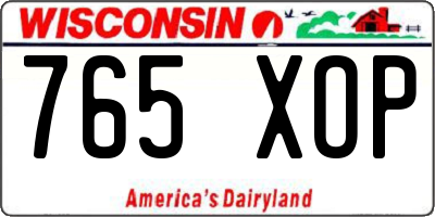 WI license plate 765XOP