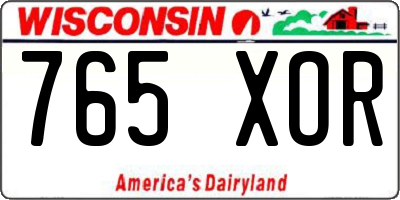 WI license plate 765XOR