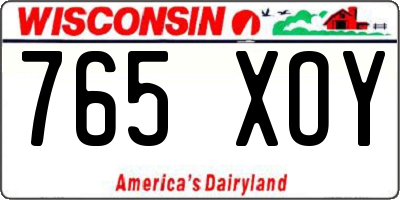 WI license plate 765XOY