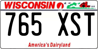 WI license plate 765XST