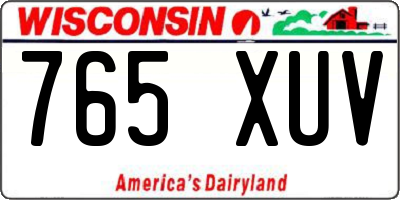 WI license plate 765XUV