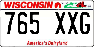 WI license plate 765XXG