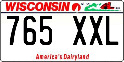 WI license plate 765XXL