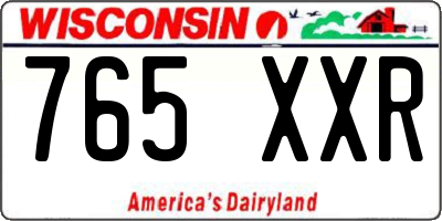 WI license plate 765XXR