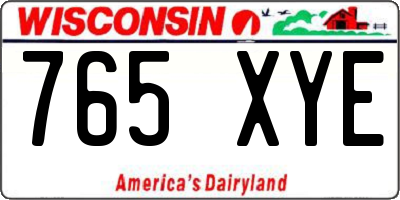 WI license plate 765XYE