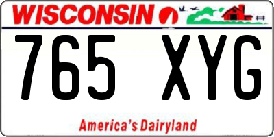 WI license plate 765XYG