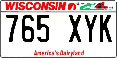 WI license plate 765XYK
