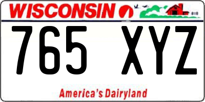 WI license plate 765XYZ