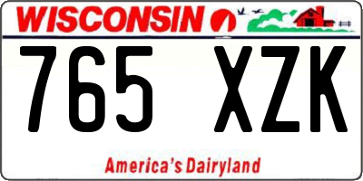 WI license plate 765XZK