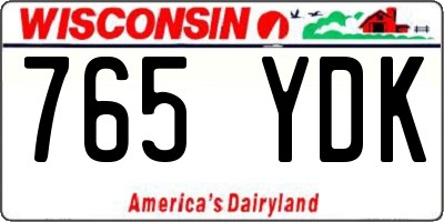 WI license plate 765YDK