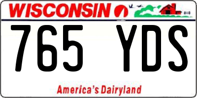 WI license plate 765YDS