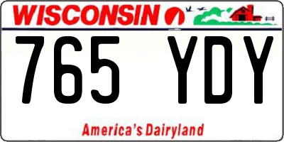 WI license plate 765YDY