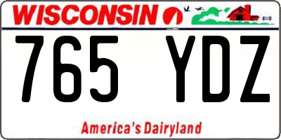 WI license plate 765YDZ