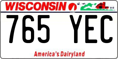 WI license plate 765YEC