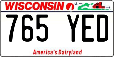 WI license plate 765YED