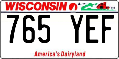 WI license plate 765YEF