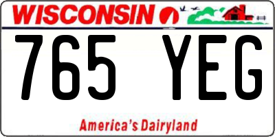 WI license plate 765YEG