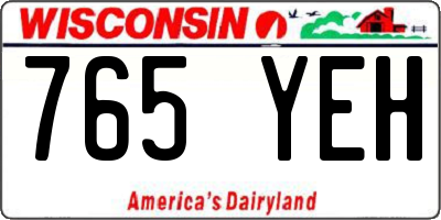 WI license plate 765YEH