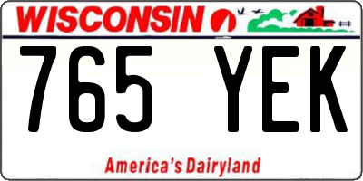 WI license plate 765YEK