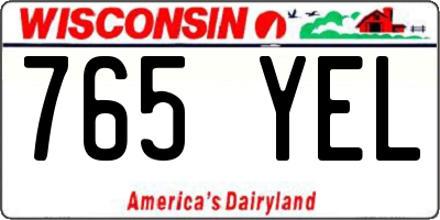 WI license plate 765YEL