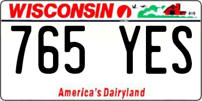 WI license plate 765YES