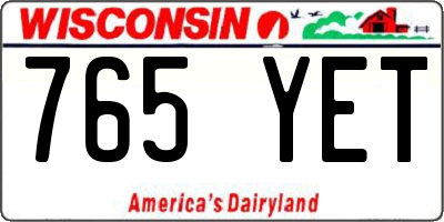 WI license plate 765YET