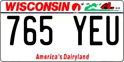 WI license plate 765YEU