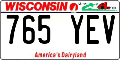 WI license plate 765YEV