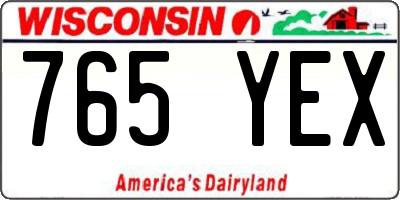 WI license plate 765YEX