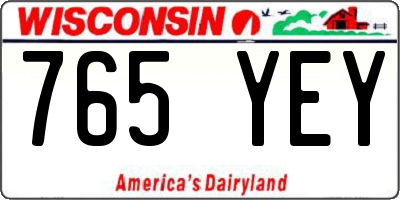 WI license plate 765YEY