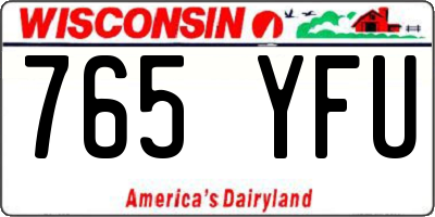WI license plate 765YFU