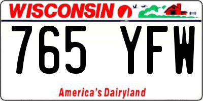 WI license plate 765YFW