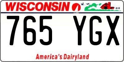 WI license plate 765YGX