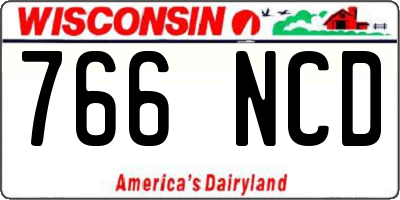 WI license plate 766NCD