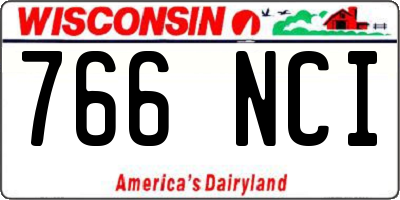 WI license plate 766NCI